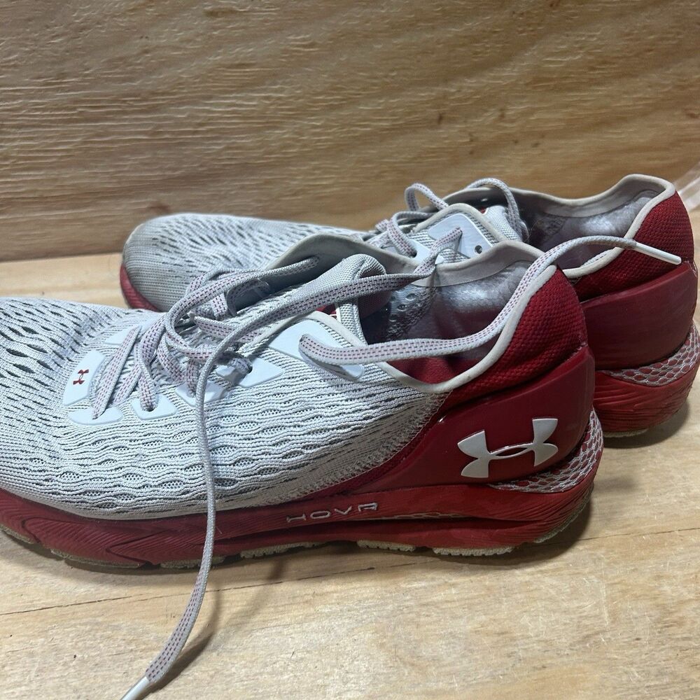 Under Armour HOVR Logo W Mens Size 10.5 Gray Red Athletic Running Shoes Sneakers